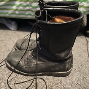 Black Leather Combat Boots